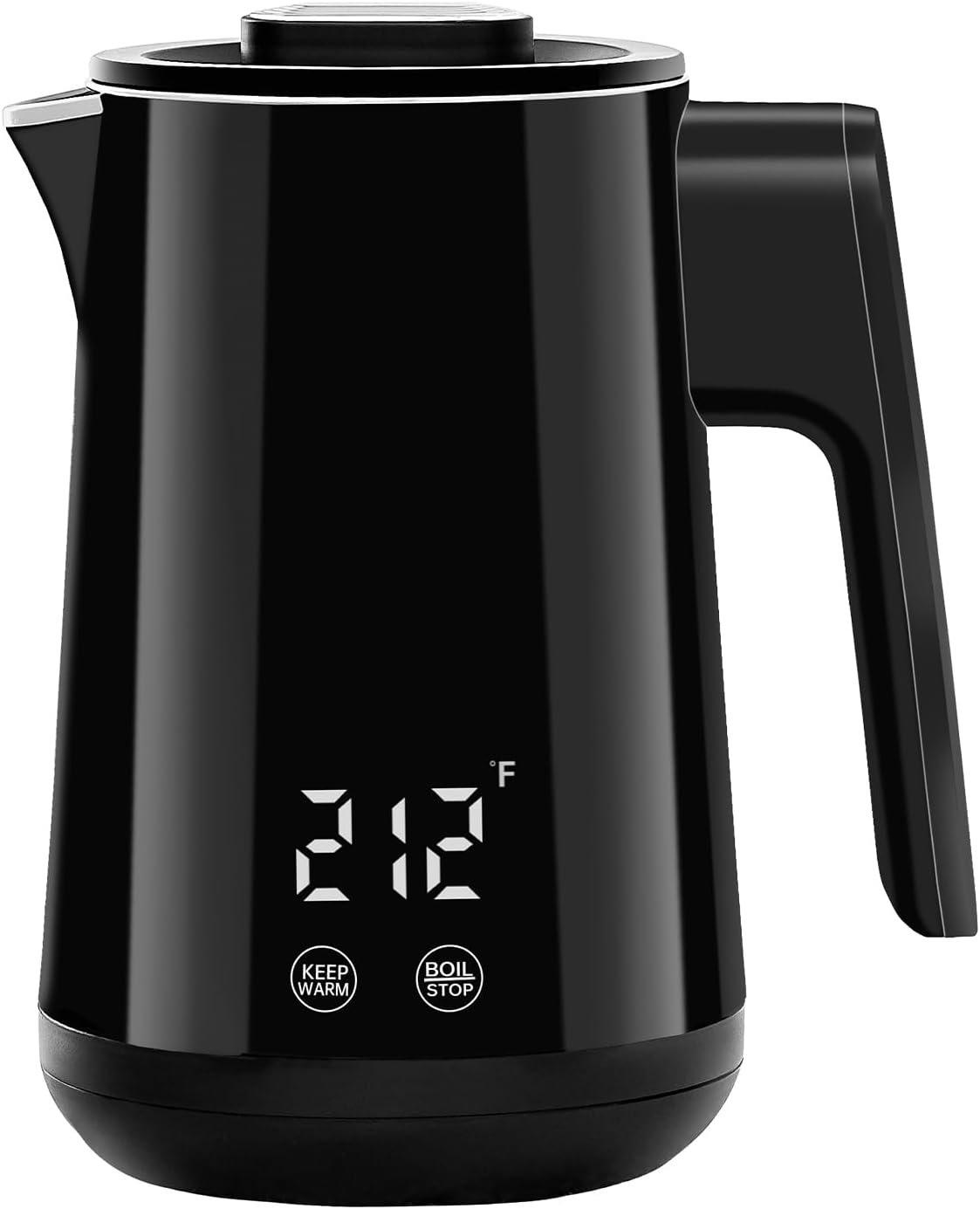 Seehot® 850ml Small Electric Kettle Temperature Control,800W Double Wall Electric Tea Kettle of 304 Stainless Steel,5 Temp Presets,Hot Water Kettle Electric,Auto Shut Off for Tea and Coffee-Black