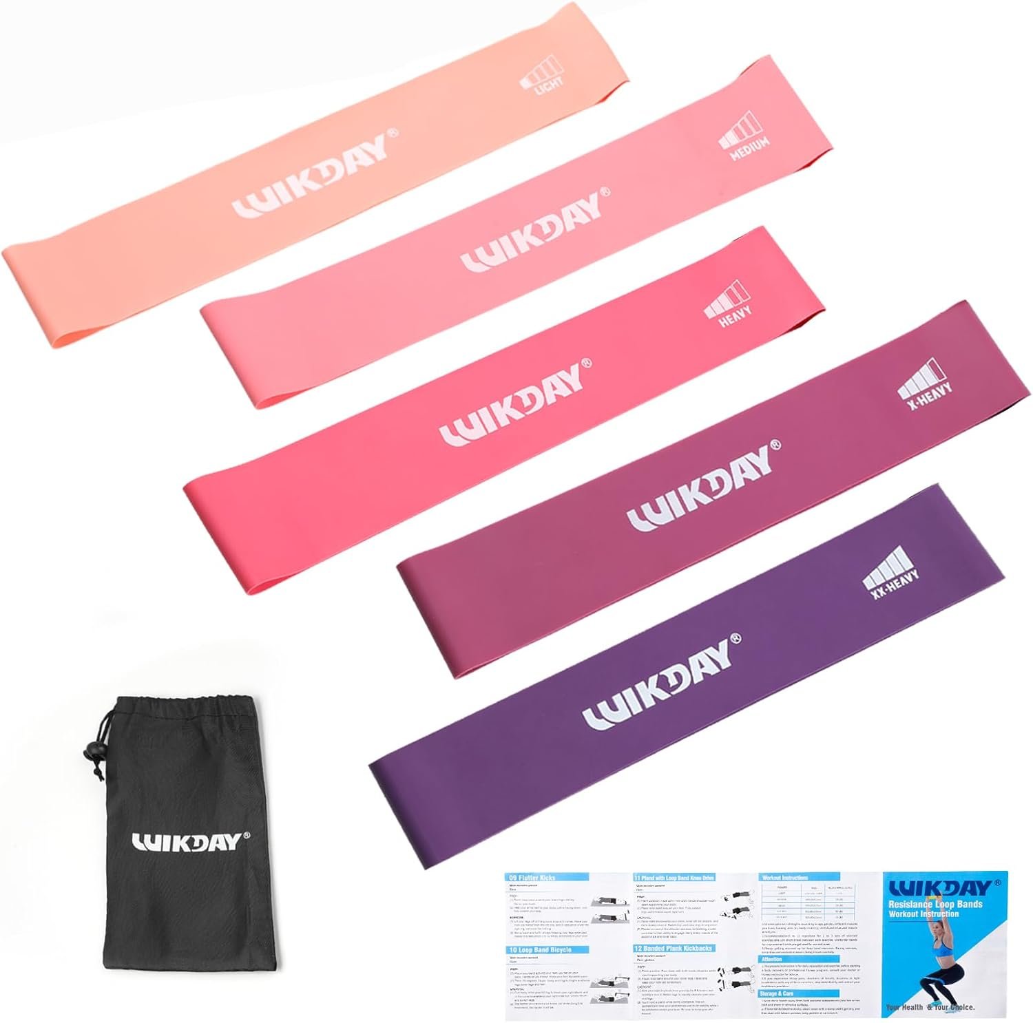 Resistance Bands for Working Out Exercise Loop Bands Workout Bands Set for Men Women Body Stretching, Crossfit Training, Home Workout, Physical Therapy, Booty Legs, Set of 5