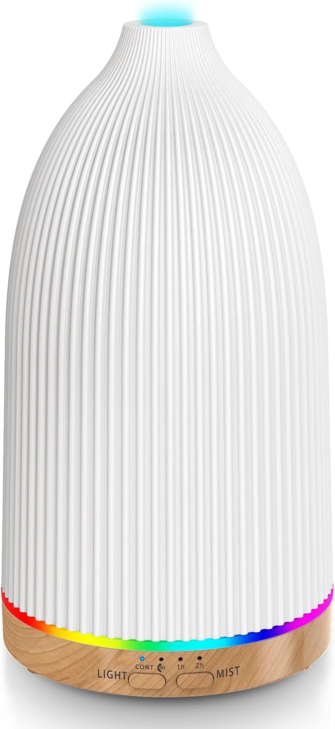 URPOWER Essential Oil Diffusers for Home with 7 LED Color Changing Lights, Timer & Auto-Off Ultrasonic Aromatherapy Diffuser Cool Mist Humidifer Scent Diffuser for Bedroom, Office, Yoga