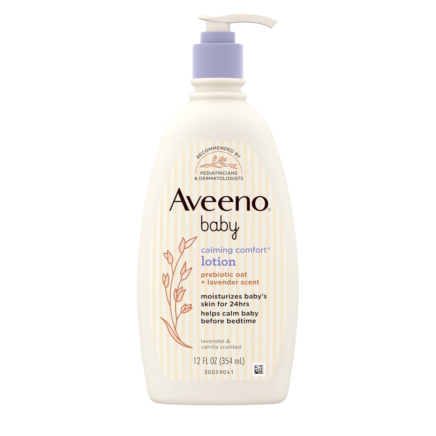 Aveeno Baby Calming Comfort Moisturizing Body Lotion with Relaxing Lavender & Vanilla Scents, Non-Greasy Baby Lotion, Nourishing Prebiotic Oatmeal, & No added parabens 12 fl. oz