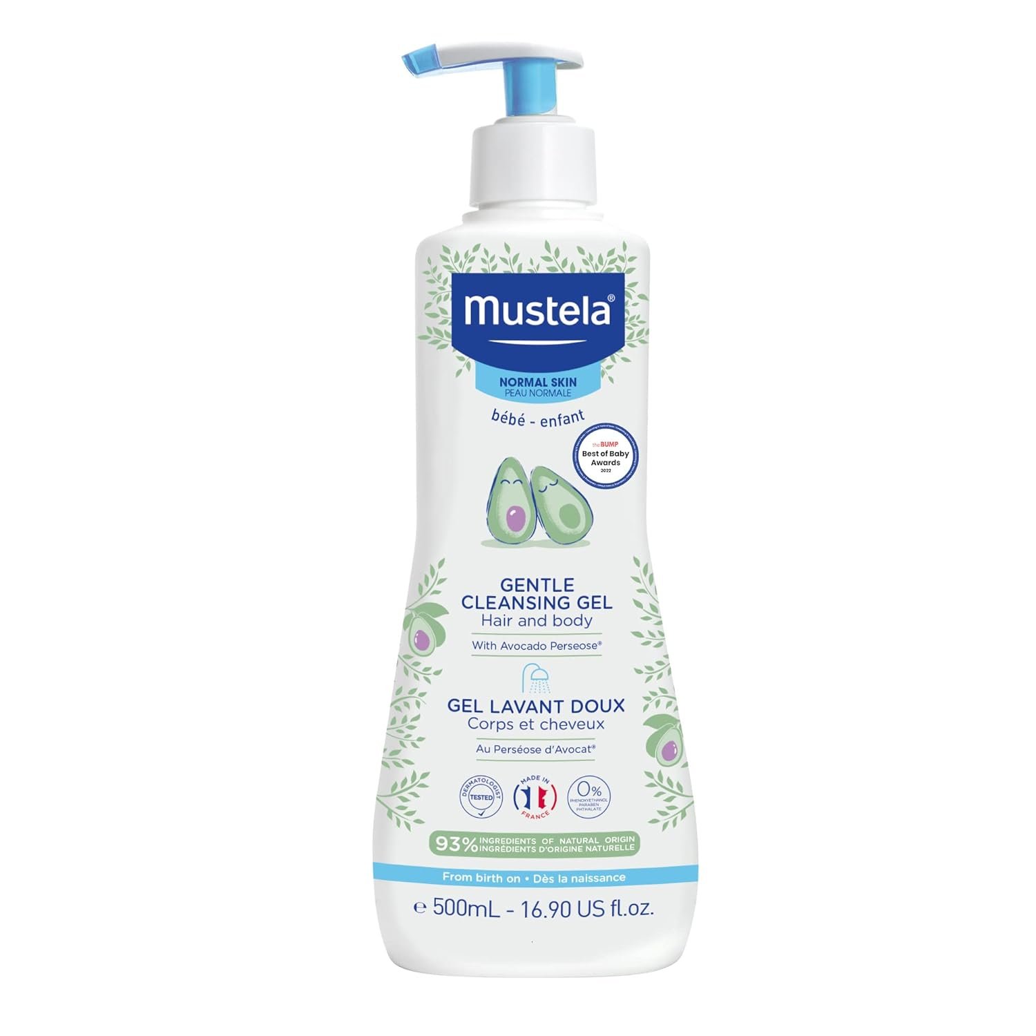Mustela Baby Gentle Cleansing Gel – Baby Hair & Body Wash – with Natural Avocado fortified with Vitamin B5 – Biodegradable Formula & Tear-Free – 1 or 2-Pack – Various Sizes