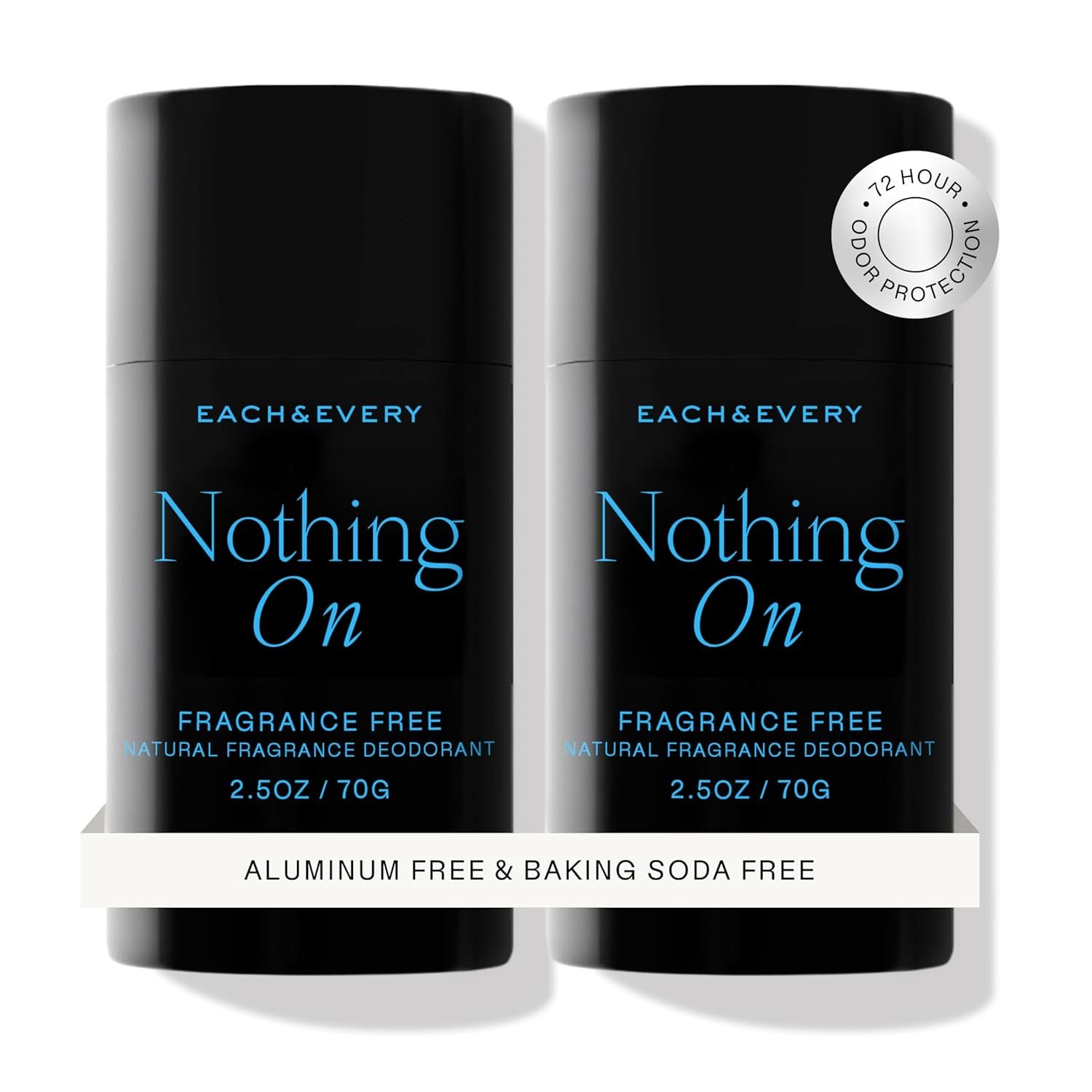 Each & Every Aluminum Free Deodorant for Men & Women, Unscented – Fragrance-Free All Natural Deodorant for Sensitive Skin, EWG Verified – Clean, Baking Soda-Free, Plant-Based Fragrance – 2.5oz, 2 Pack