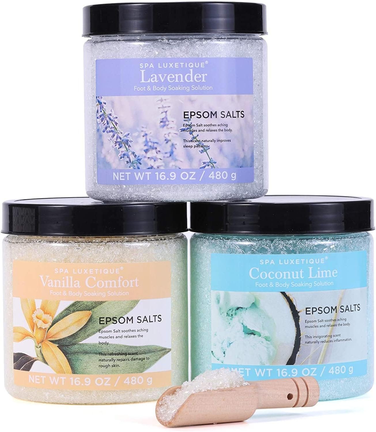 Bath Salts for Soaking, Spa Luxetique Epsom Salts Gifts Set for Women, 3.17lbs Bath Salts for Women, Epsom Salts for Soaking, Mother’s Day Christmas Gifts for Woman Mom