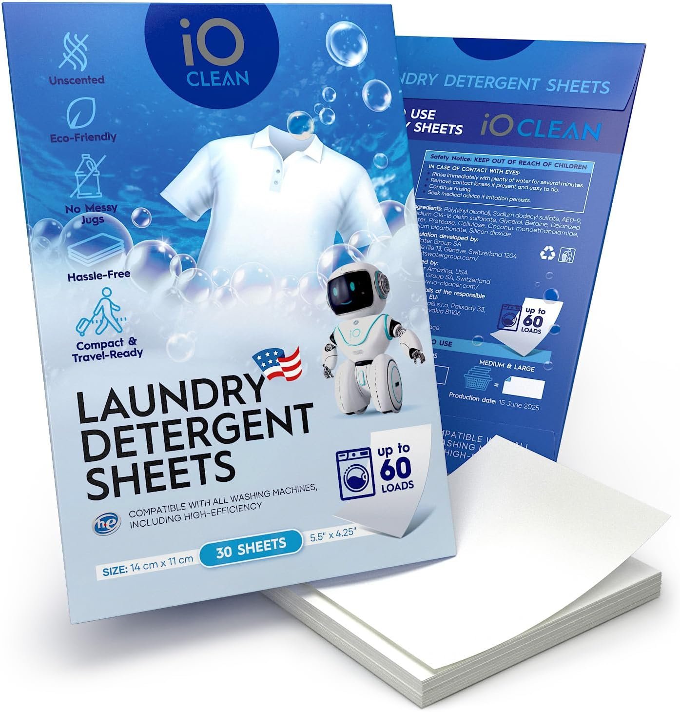 Eco-Friendly Laundry Detergent Sheets – 30 Pack | Ultra-Concentrated & Hypoallergenic | Biodegradable & Travel-Friendly | Zero-Waste Laundry Strips for Fresh, Powerful Cleaning