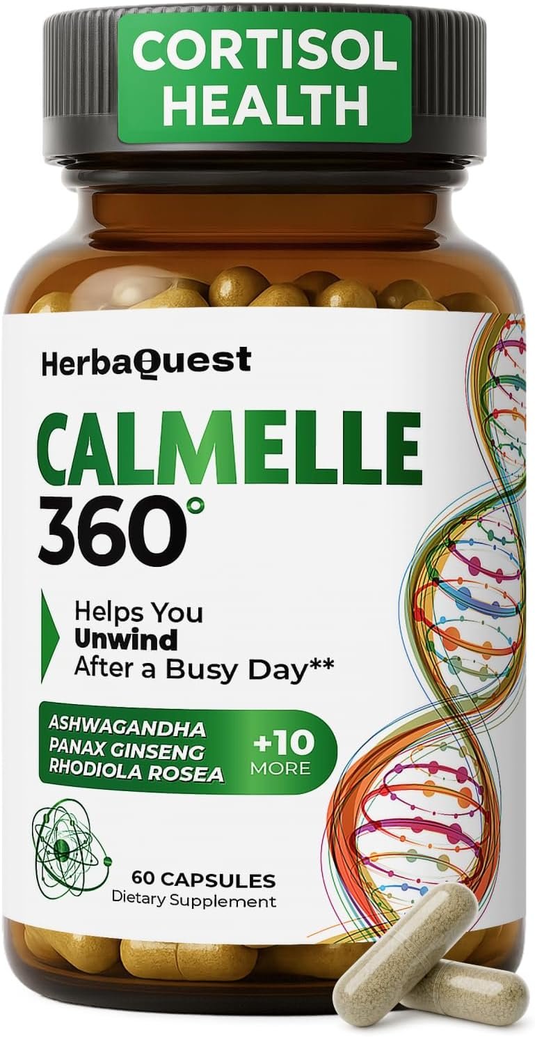 Cortisol Reducer for Women – 13-in-1 Calm & Stress Relief Supplement with Ashwagandha, L-Tyrosine & Rhodiola, Cortisol Supplements for Women – Adrenal & Sleep Support Made in USA, 60ct