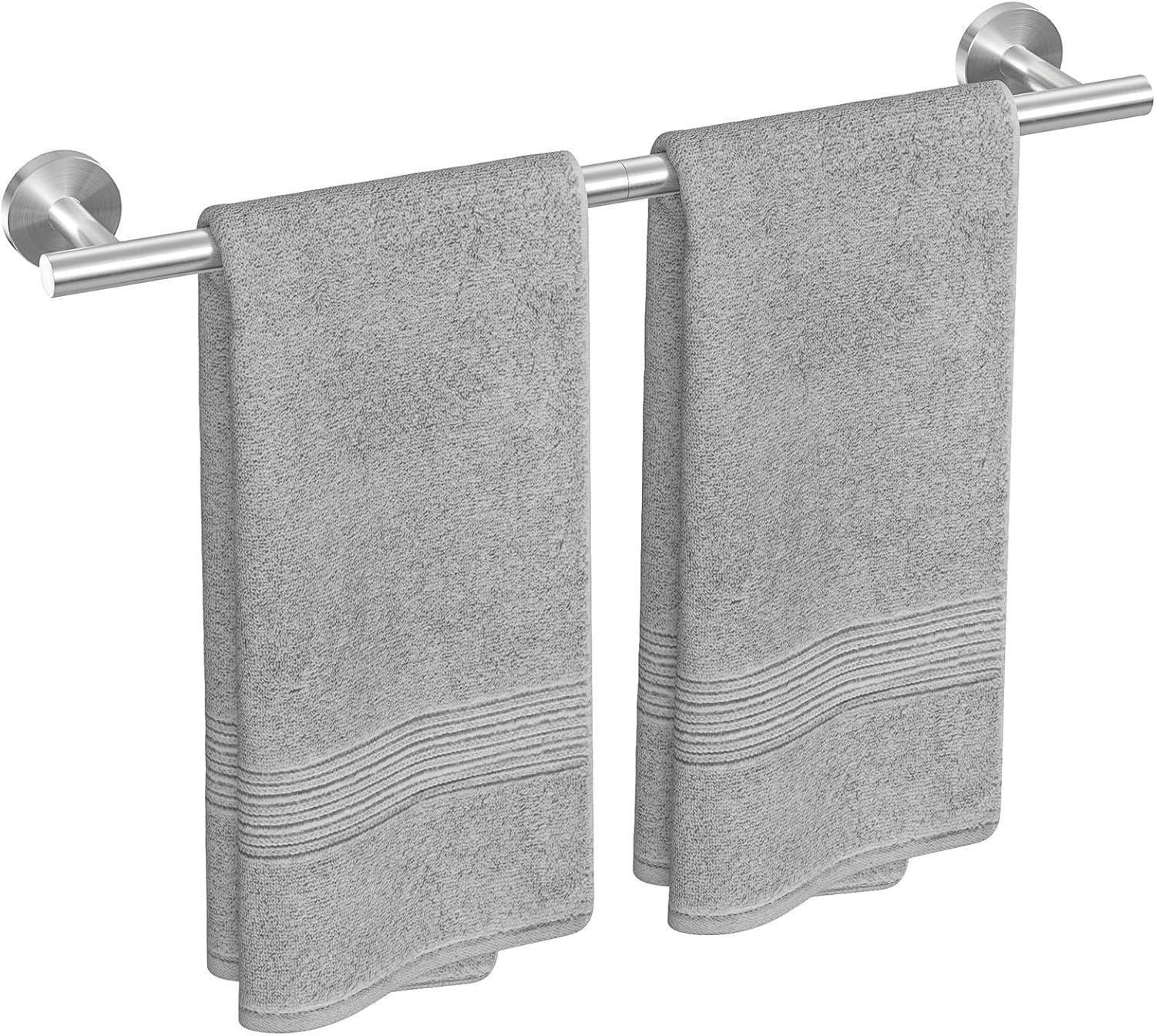 USHOWER Brushed Nickel Towel Bar, 24-Inch Towel Rack for Bathroom Wall Mounted, Thicken SUS304 Stainless Steel Towel Rod Modern Home Decor (Total Length 26-Inch)