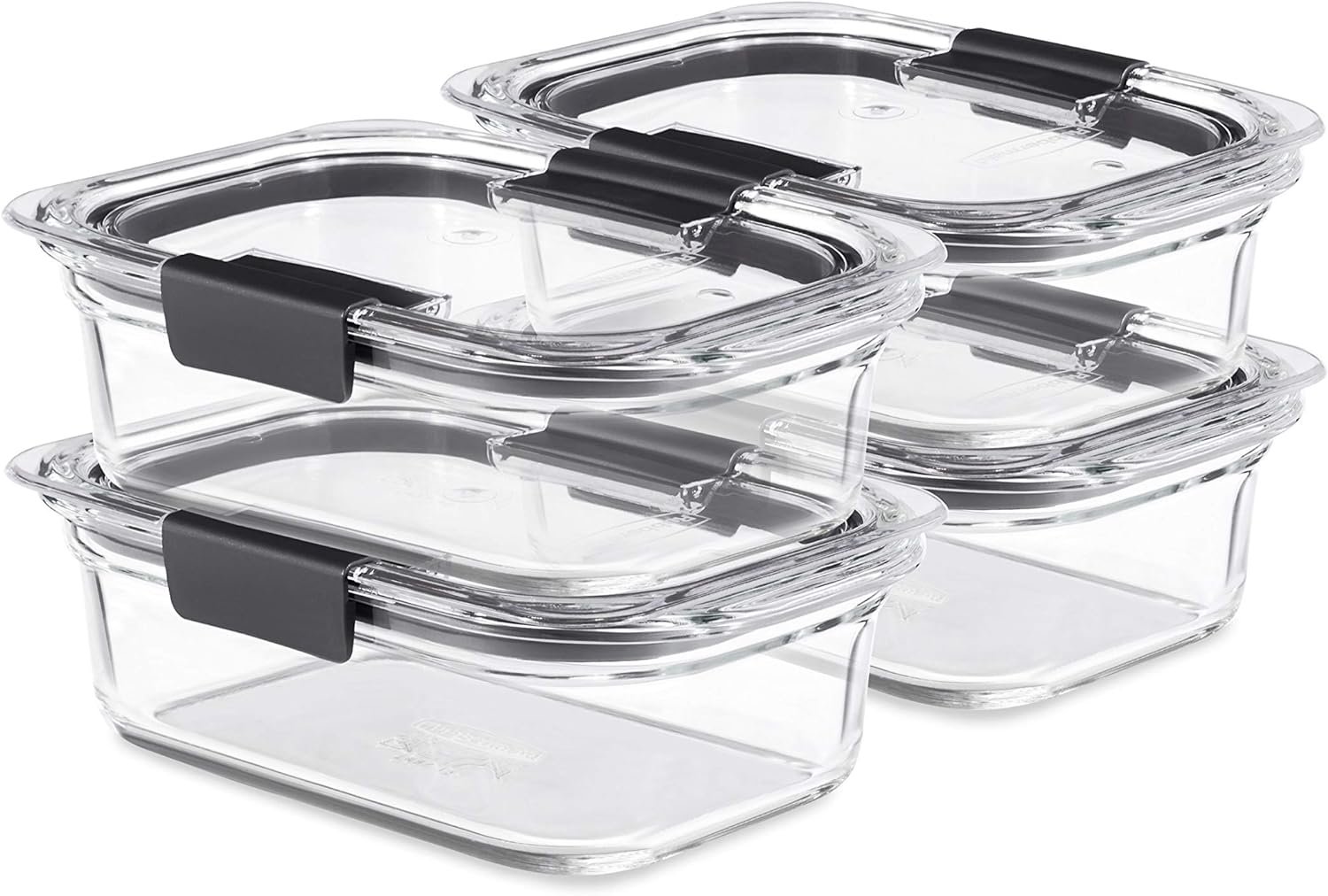 Rubbermaid Brilliance Glass Food Storage Containers, 3.2 Cup, Set of 4, BPA-Free, Leak-Proof, Clear
