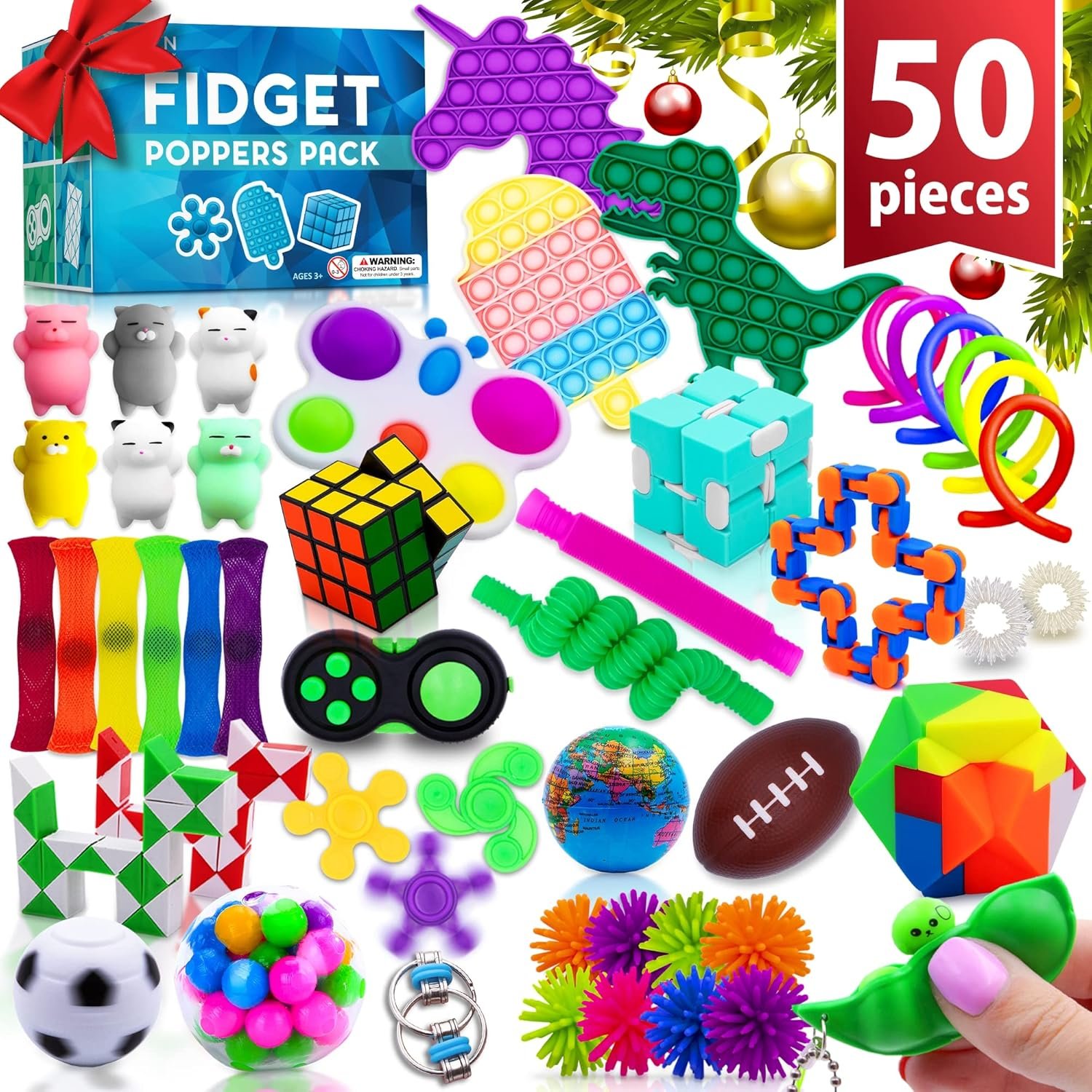 Fidget Toys Pack 50 Pcs – Party Favors for Kids 8-12, Stocking Stuffers for Kids, Bulk Sensory Toys for Classroom Treasure Box Prizes, Goodie Bags, Birthday Gifts