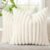decorUhome Faux Fur Christmas Throw Pillow Covers 18×18 Set of 2, Decorative Soft Plush Striped Neutral Couch Euro Pillow Covers with Velvet Back for Sofa, Bed, Living Room Home Decor, Cream White